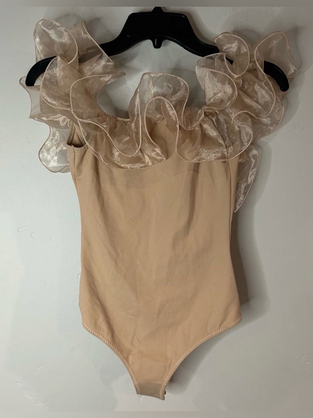Free People Intimately Haute Wired Ruffled Bodysuit/Top In Beige Sz XS NWOT